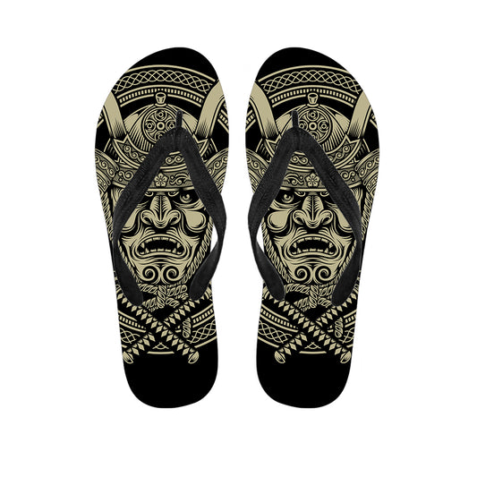 Samurai Warrior Mask Print Flip Flops