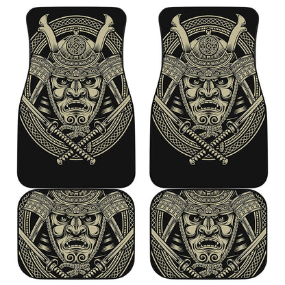Samurai Warrior Mask Print Front and Back Car Floor Mats