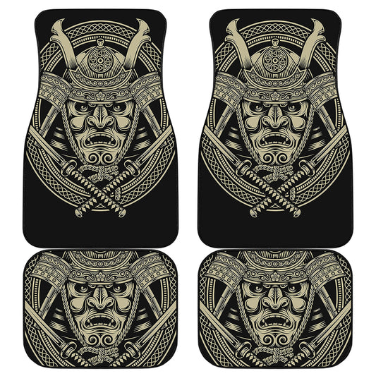 Samurai Warrior Mask Print Front and Back Car Floor Mats