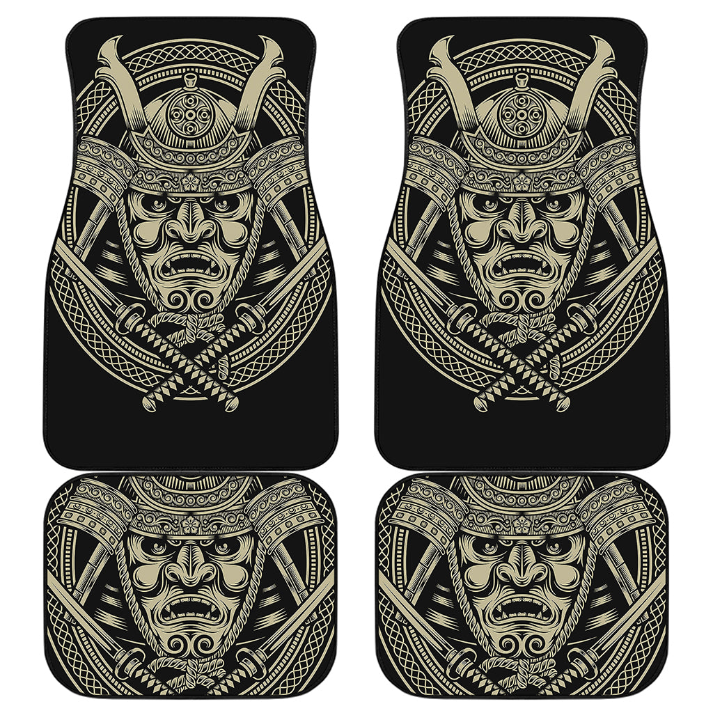 Samurai Warrior Mask Print Front and Back Car Floor Mats