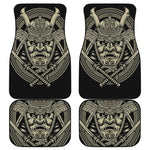 Samurai Warrior Mask Print Front and Back Car Floor Mats