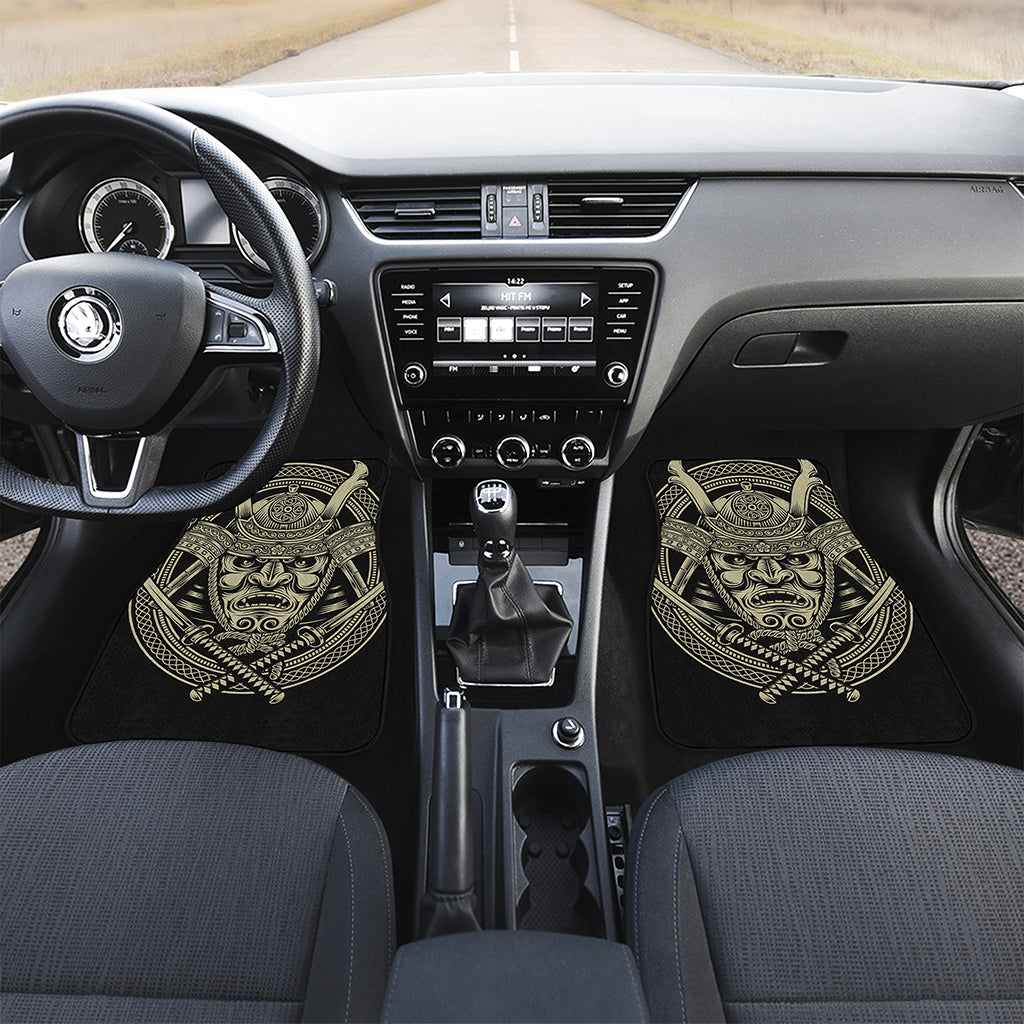 Samurai Warrior Mask Print Front and Back Car Floor Mats