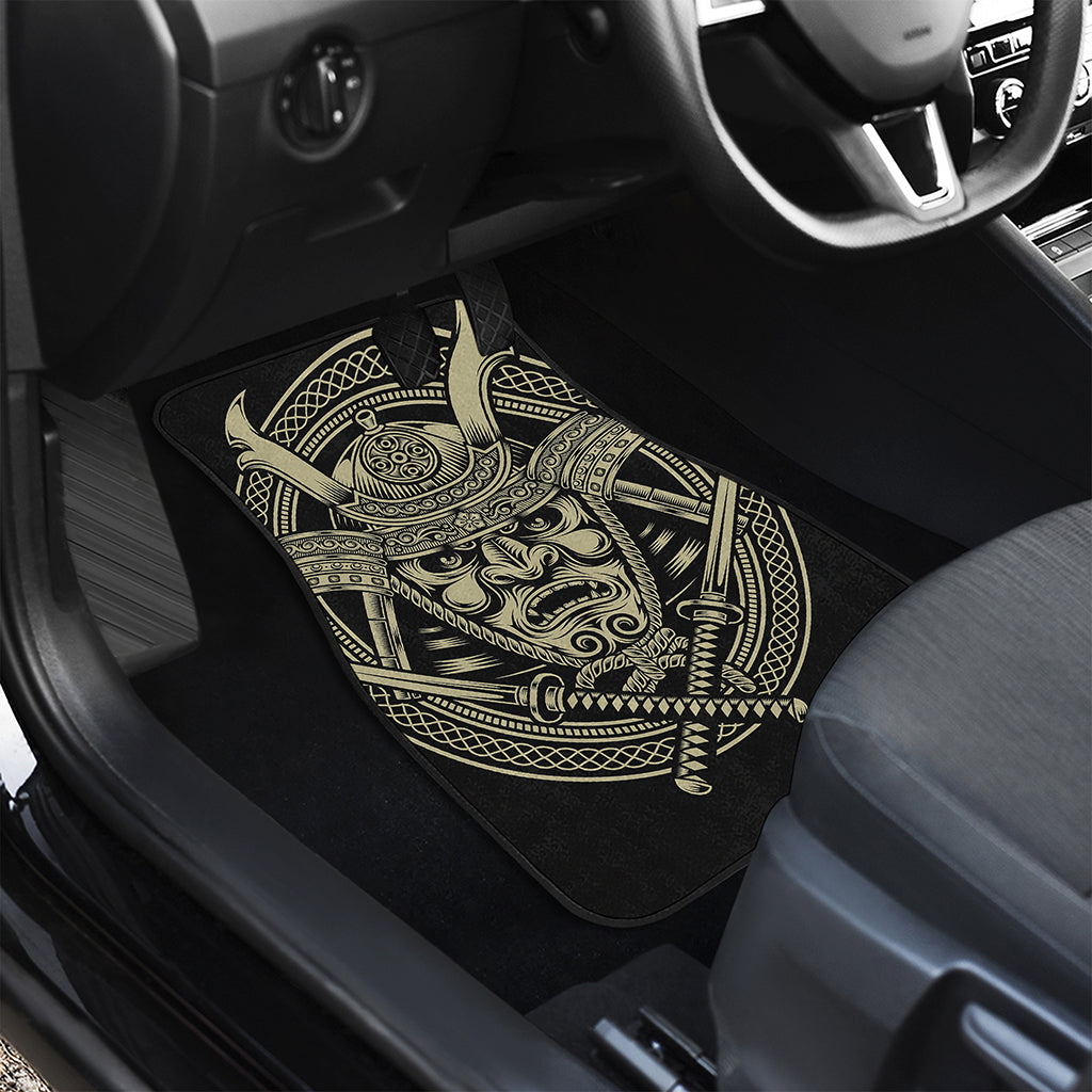 Samurai Warrior Mask Print Front and Back Car Floor Mats