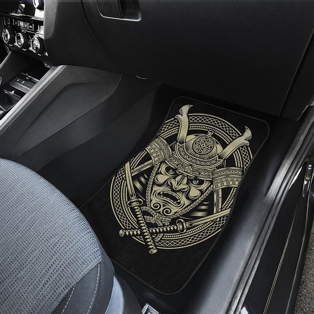 Samurai Warrior Mask Print Front and Back Car Floor Mats