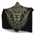 Samurai Warrior Mask Print Hooded Blanket