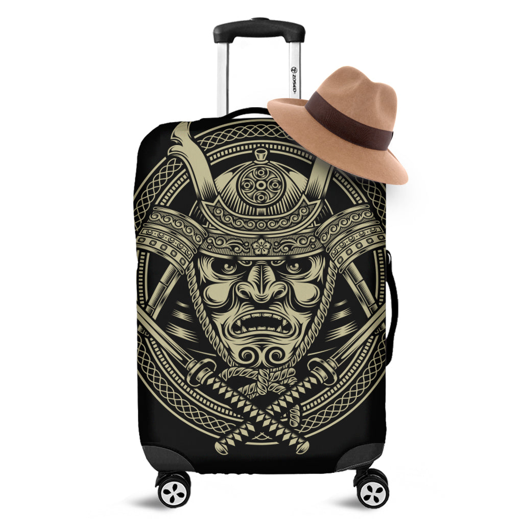 Samurai Warrior Mask Print Luggage Cover