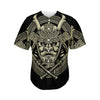 Samurai Warrior Mask Print Men's Baseball Jersey