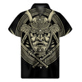 Samurai Warrior Mask Print Men's Short Sleeve Shirt