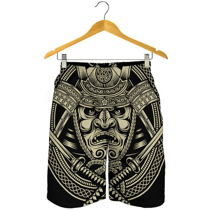 Samurai Warrior Mask Print Men's Shorts