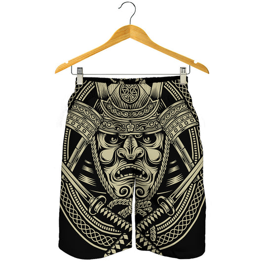 Samurai Warrior Mask Print Men's Shorts
