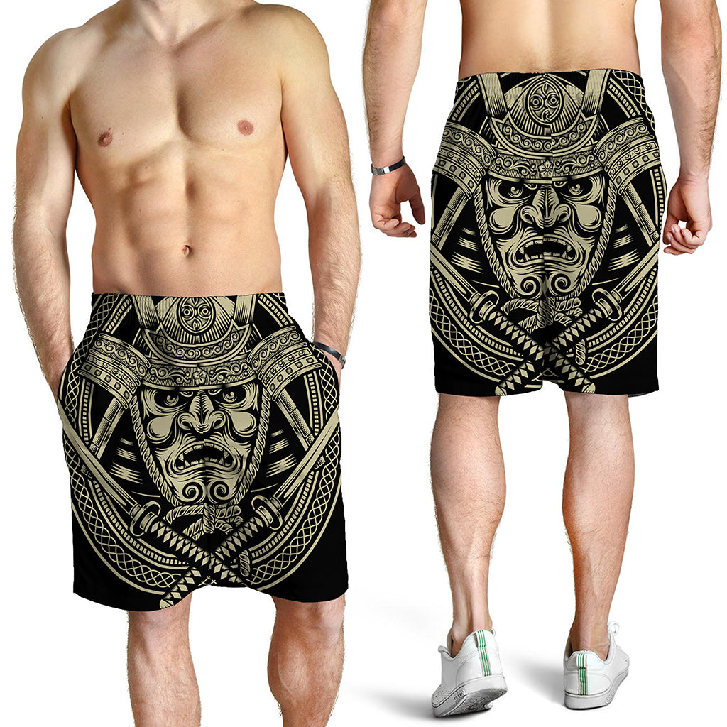 Samurai Warrior Mask Print Men's Shorts