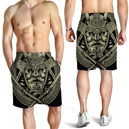 Samurai Warrior Mask Print Men's Shorts