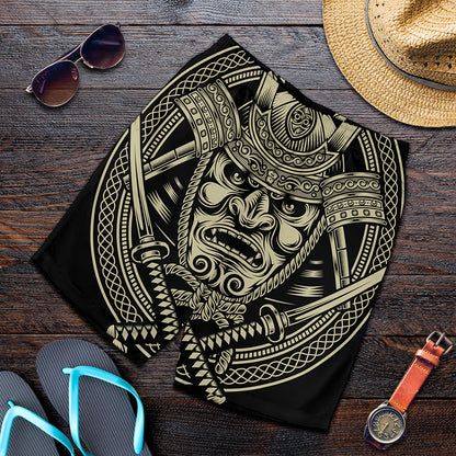 Samurai Warrior Mask Print Men's Shorts
