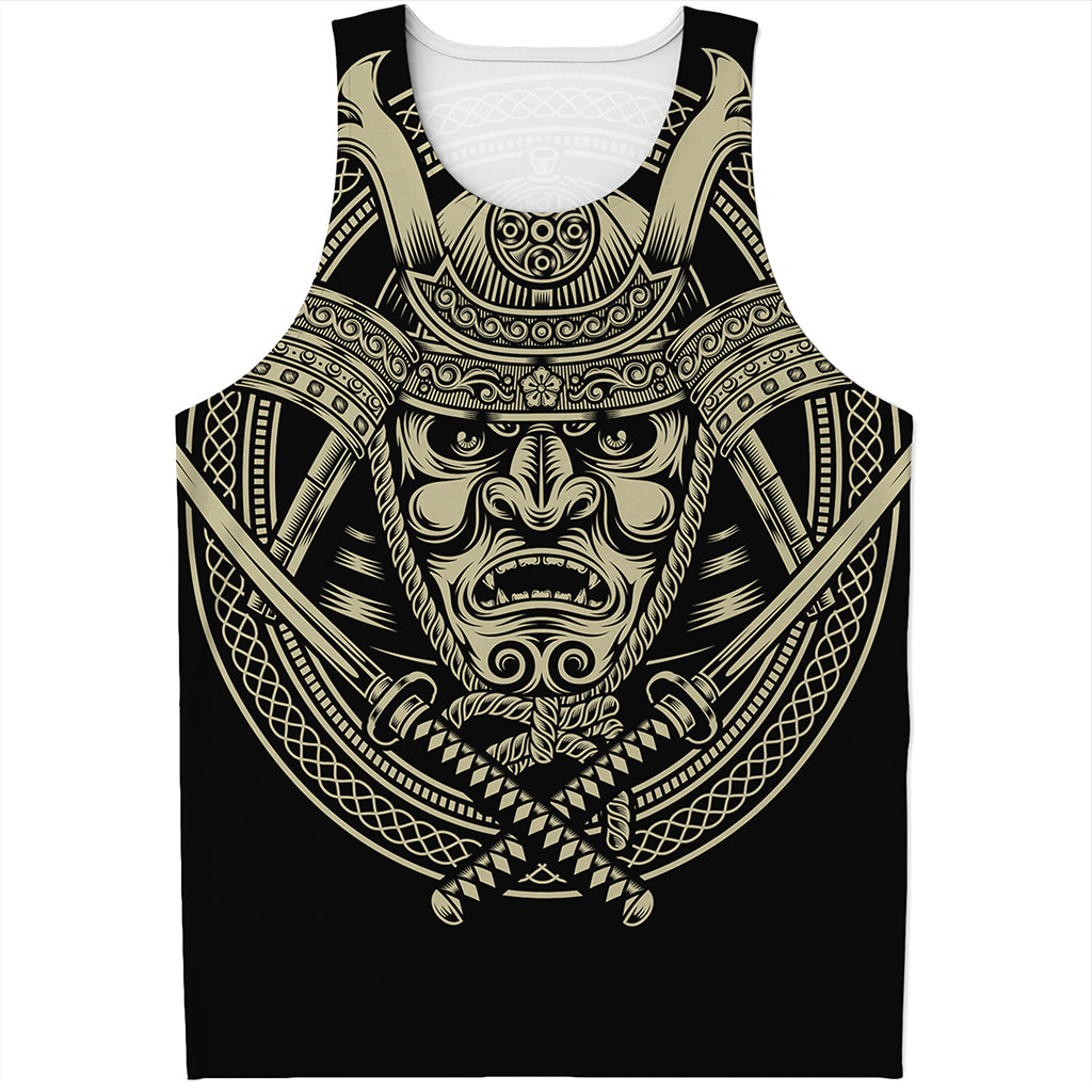Samurai Warrior Mask Print Men's Tank Top