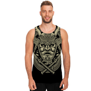 Samurai Warrior Mask Print Men's Tank Top