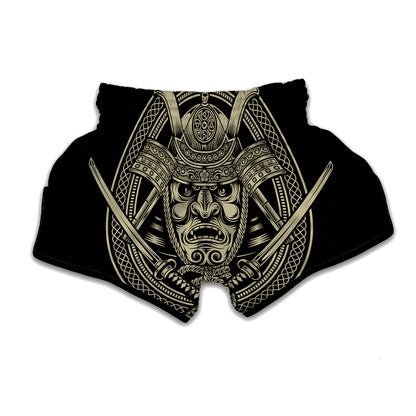 Samurai Warrior Mask Print Muay Thai Boxing Shorts