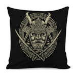 Samurai Warrior Mask Print Pillow Cover