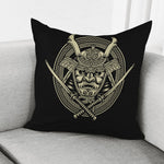 Samurai Warrior Mask Print Pillow Cover
