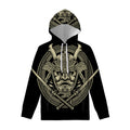 Samurai Warrior Mask Print Pullover Hoodie