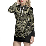 Samurai Warrior Mask Print Pullover Hoodie Dress