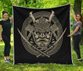 Samurai Warrior Mask Print Quilt