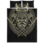 Samurai Warrior Mask Print Quilt Bed Set
