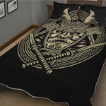 Samurai Warrior Mask Print Quilt Bed Set