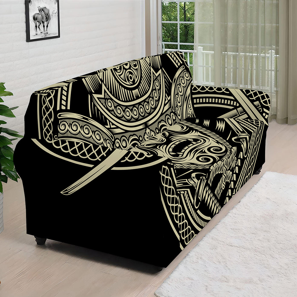 Samurai Warrior Mask Print Sofa Cover