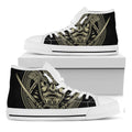 Samurai Warrior Mask Print White High Top Sneakers