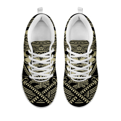 Samurai Warrior Mask Print White Sneakers