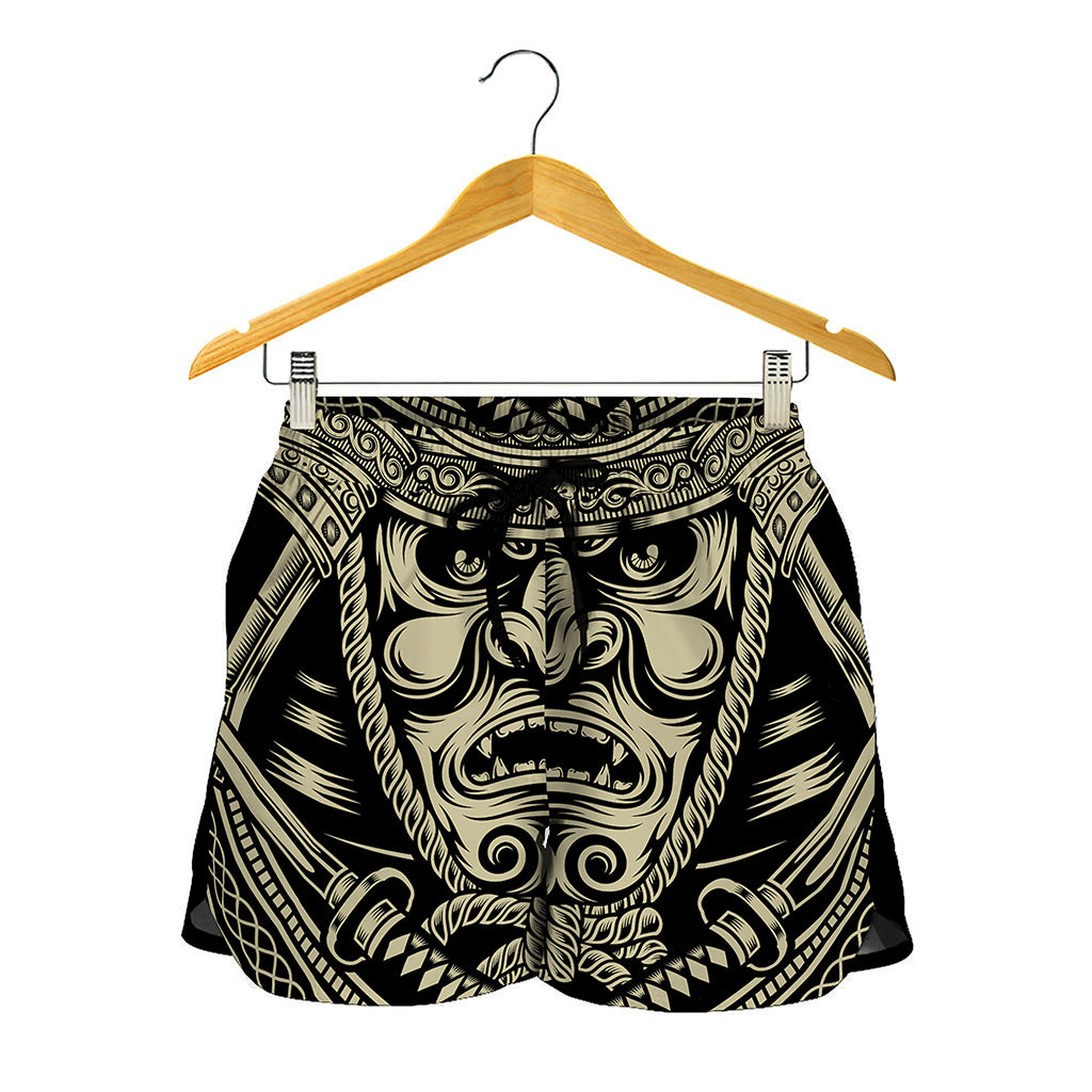 Samurai Warrior Mask Print Women's Shorts