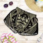 Samurai Warrior Mask Print Women's Shorts