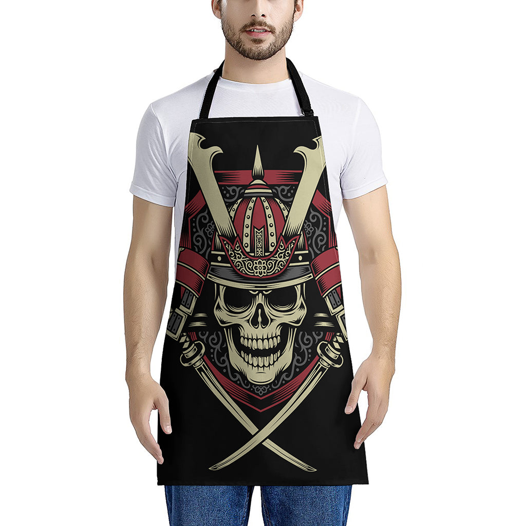 Samurai Warrior Skull Print Apron