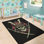 Samurai Warrior Skull Print Area Rug