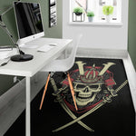 Samurai Warrior Skull Print Area Rug