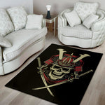 Samurai Warrior Skull Print Area Rug