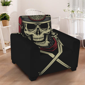 Samurai Warrior Skull Print Armchair Slipcover