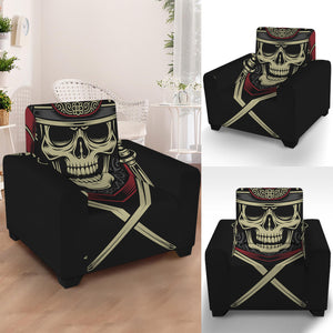 Samurai Warrior Skull Print Armchair Slipcover