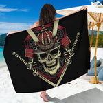 Samurai Warrior Skull Print Beach Sarong Wrap