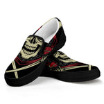 Samurai Warrior Skull Print Black Slip On Shoes