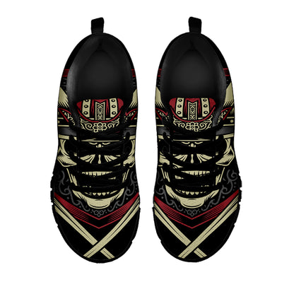 Samurai Warrior Skull Print Black Sneakers