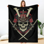Samurai Warrior Skull Print Blanket