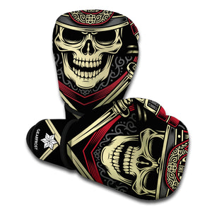 Samurai Warrior Skull Print Boxing Gloves