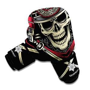 Samurai Warrior Skull Print Boxing Gloves