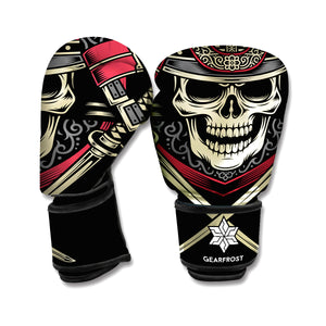 Samurai Warrior Skull Print Boxing Gloves