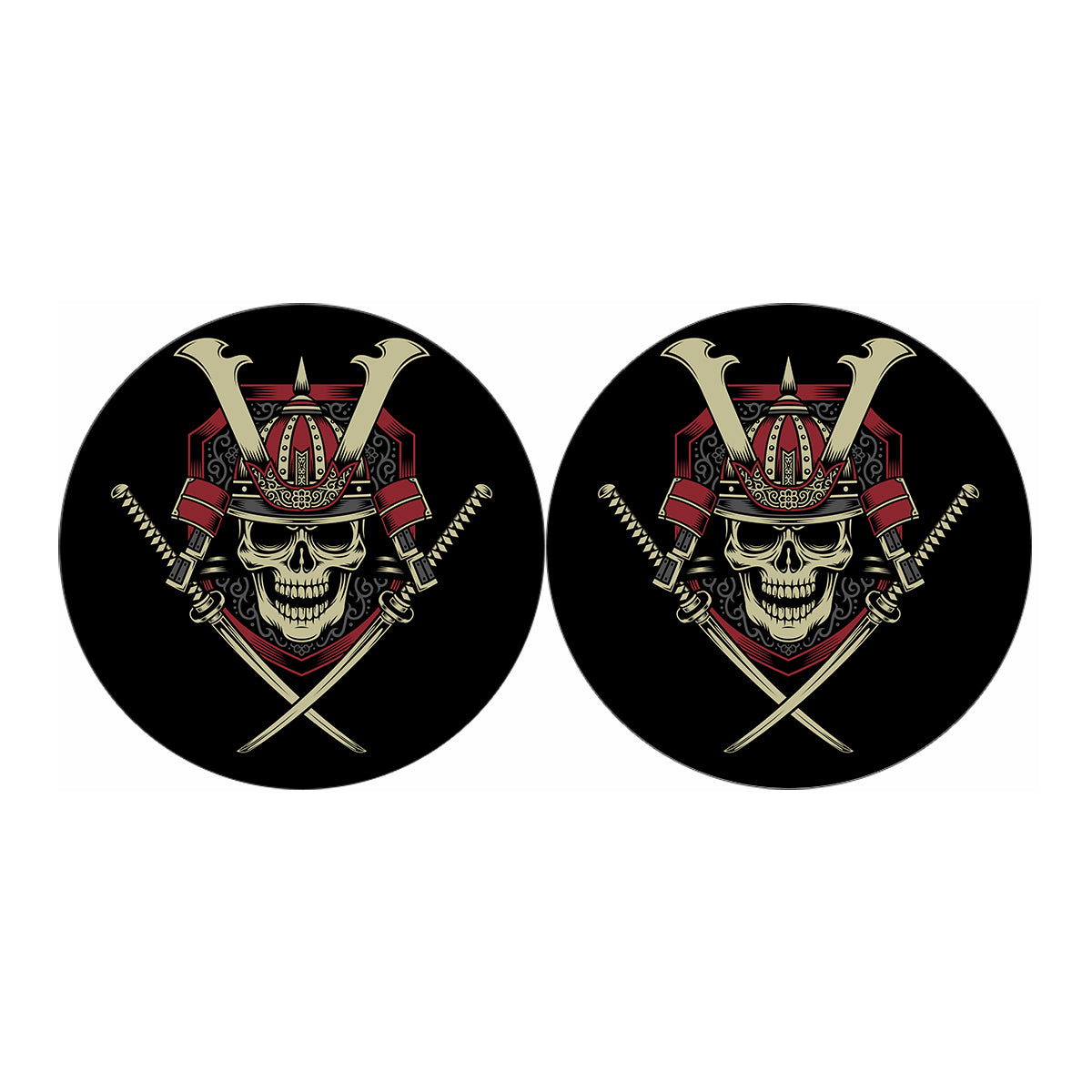 Samurai Warrior Skull Print Car Coasters