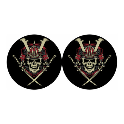 Samurai Warrior Skull Print Car Coasters