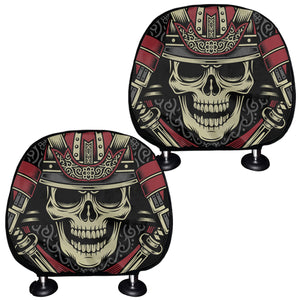 Samurai Warrior Skull Print Car Headrest Covers