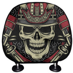 Samurai Warrior Skull Print Car Headrest Covers