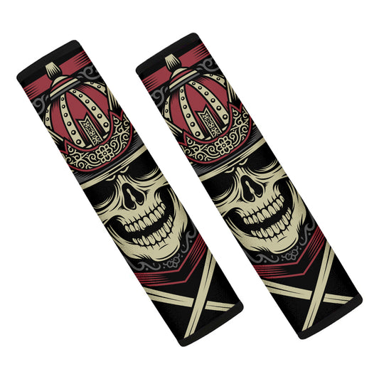 Samurai Warrior Skull Print Car Seat Belt Covers